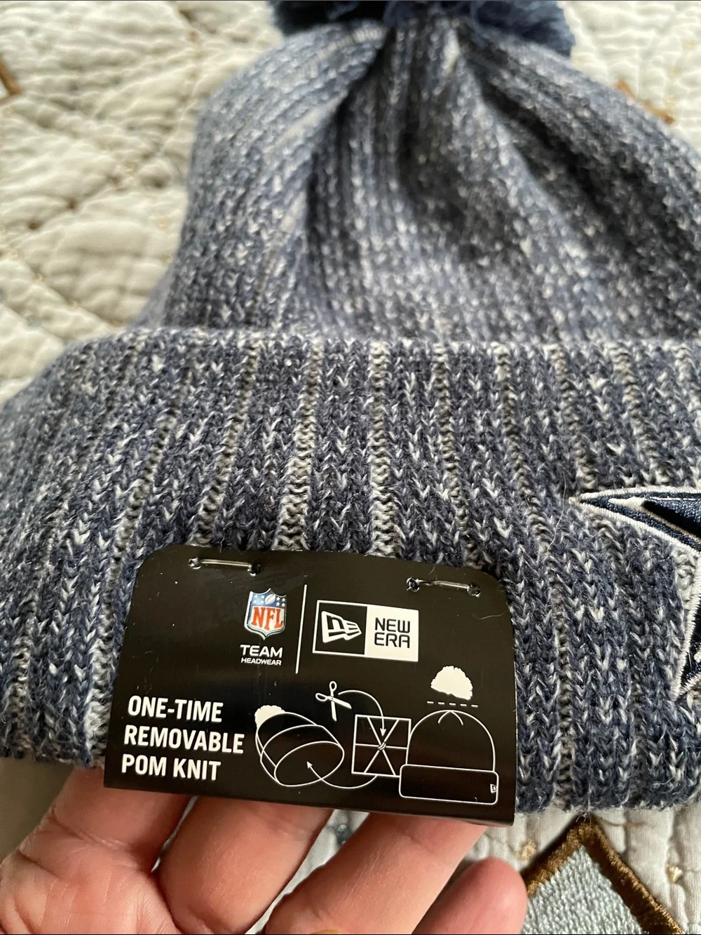 NFL Dallas Cowboys Navy Knit Kids Pom Beanie with Star Patch